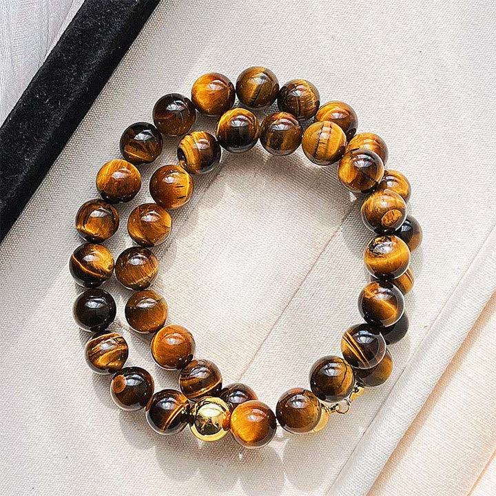 Buddha Stones Collar con cuentas de cobre y ojo de tigre natural - image 2