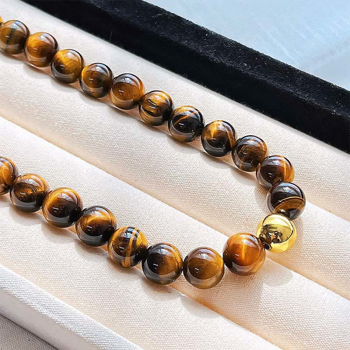 Buddha Stones Collar con cuentas de cobre y ojo de tigre natural - image 9