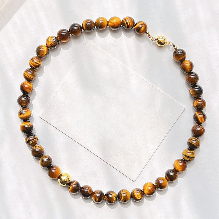 Buddha Stones Collar con cuentas de cobre y ojo de tigre natural - Ojo de tigre natural (el color puede variar) - image 0