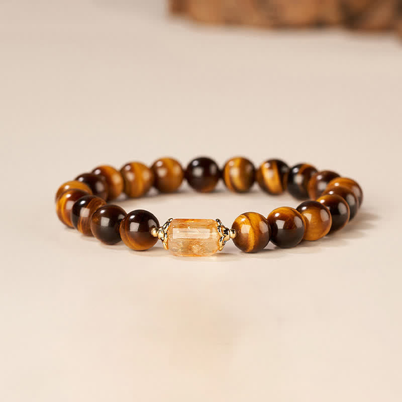 Buddha Stones Pulsera de fuerza con cuentas de citrino ojo de tigre - image 1