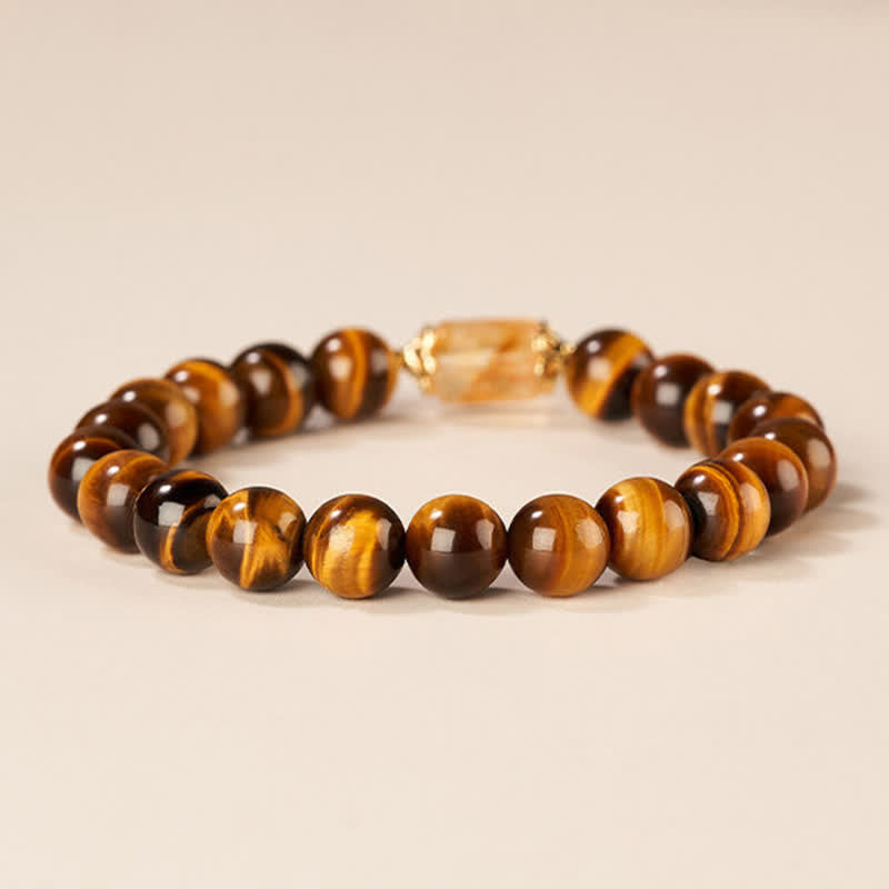 Buddha Stones Pulsera de fuerza con cuentas de citrino ojo de tigre - image 2