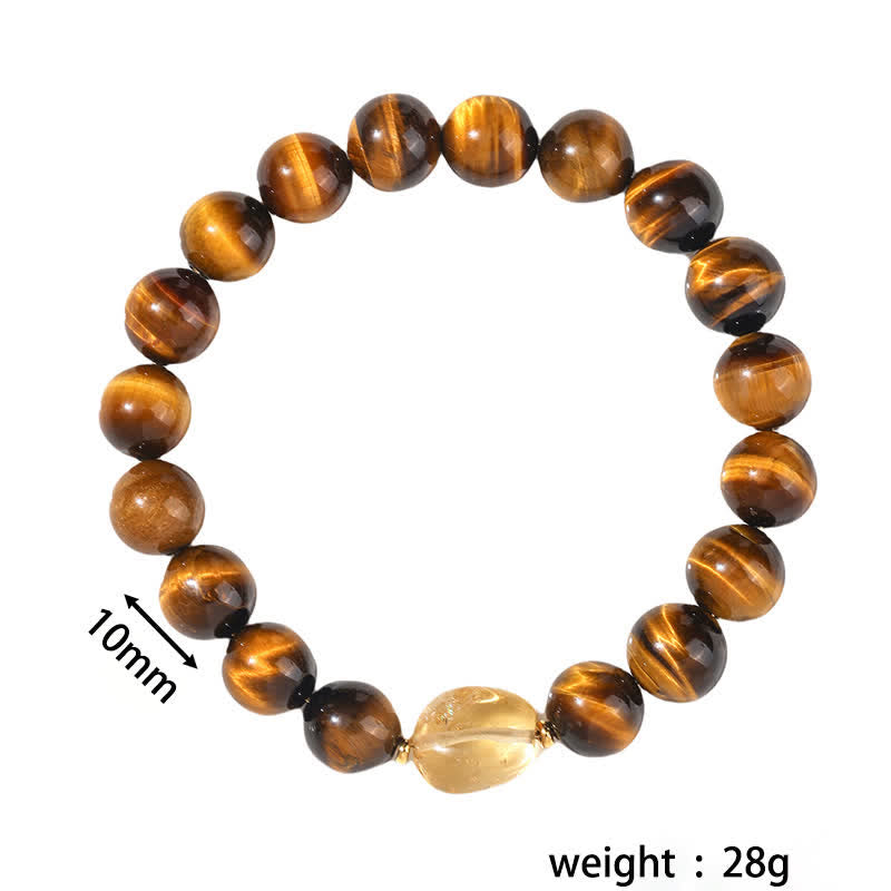 Buddha Stones Pulsera con cuentas de citrino ojo de tigre natural de 10 mm - image 4