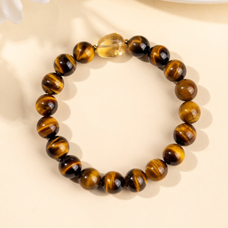 Buddha Stones Pulsera con cuentas de citrino ojo de tigre natural de 10 mm - image 3