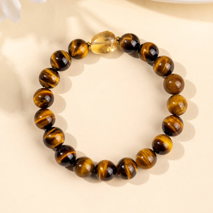 Buddha Stones Pulsera con cuentas de citrino ojo de tigre natural de 10 mm - image 3