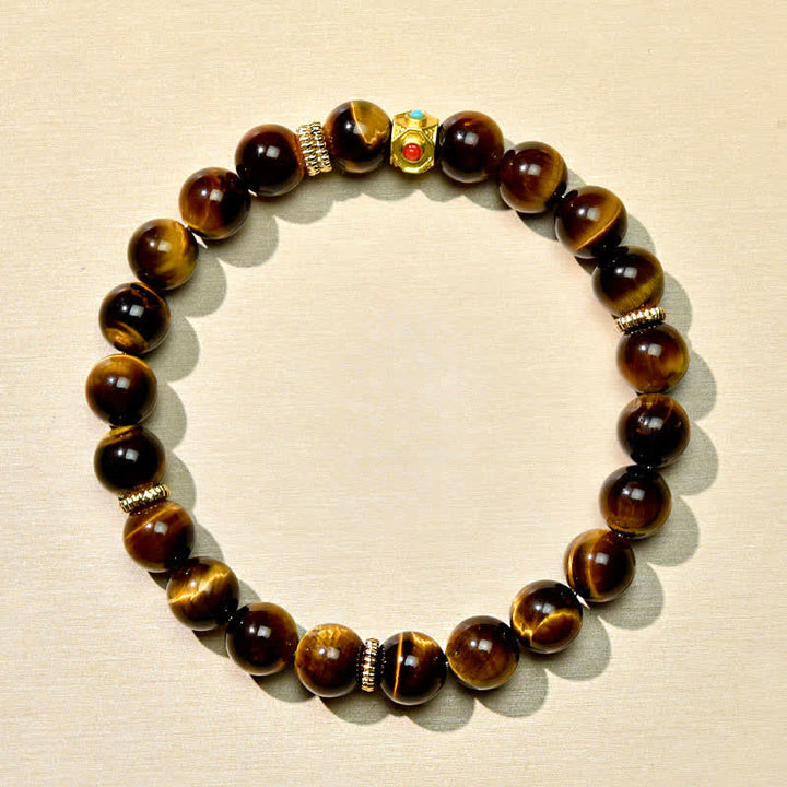 Buddha Stones Pulsera de fuerza con cuentas de ojo de tigre natural del Tíbet - image 3