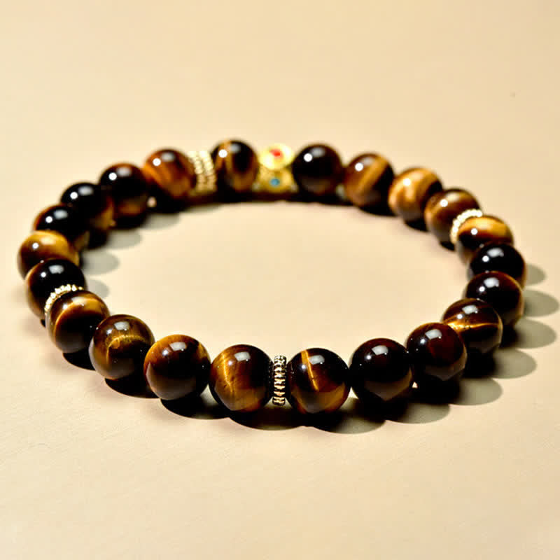 Buddha Stones Pulsera de fuerza con cuentas de ojo de tigre natural del Tíbet - image 2