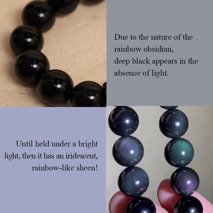 Buddha Stones Pulsera Pi Xiu de obsidiana arcoíris para la riqueza y la transformación positiva. - image 7