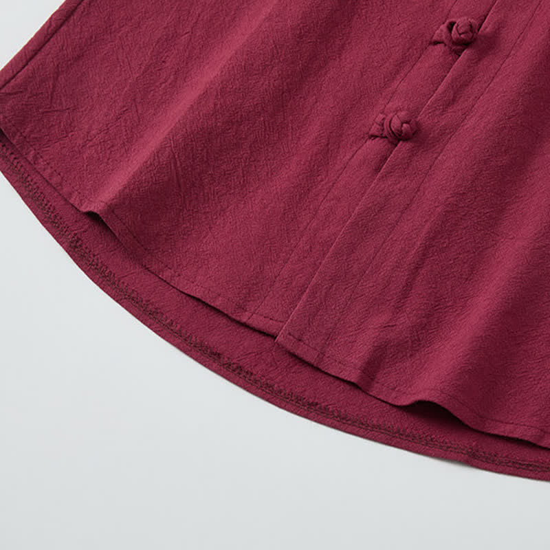 Buddha Stones Conjunto de verano de 2 piezas: camisa de manga corta con cuello mandarín y botones de rana, pantalón harem, ropa de meditación para hombre con bolsillos. - image 6