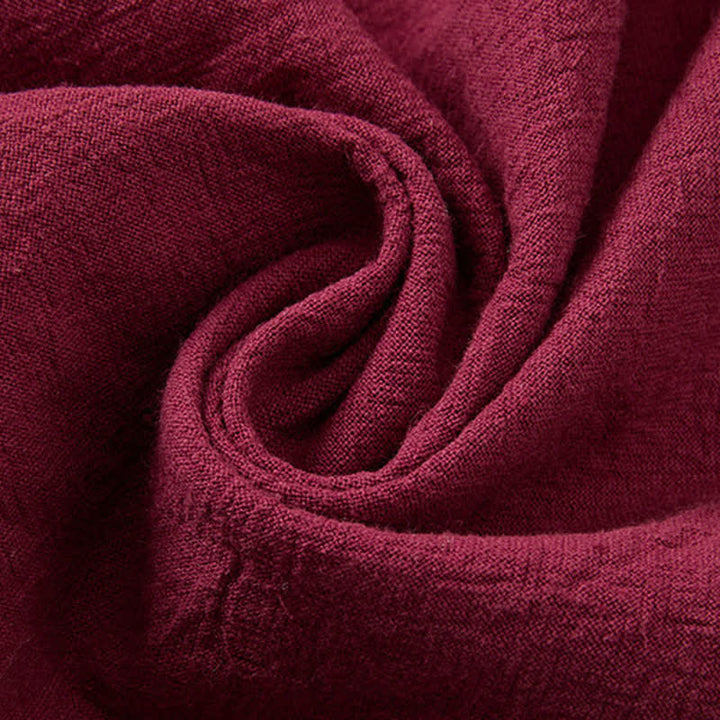 Buddha Stones Conjunto de verano de 2 piezas: camisa de manga corta con cuello mandarín y botones de rana, pantalón harem, ropa de meditación para hombre con bolsillos. - image 9