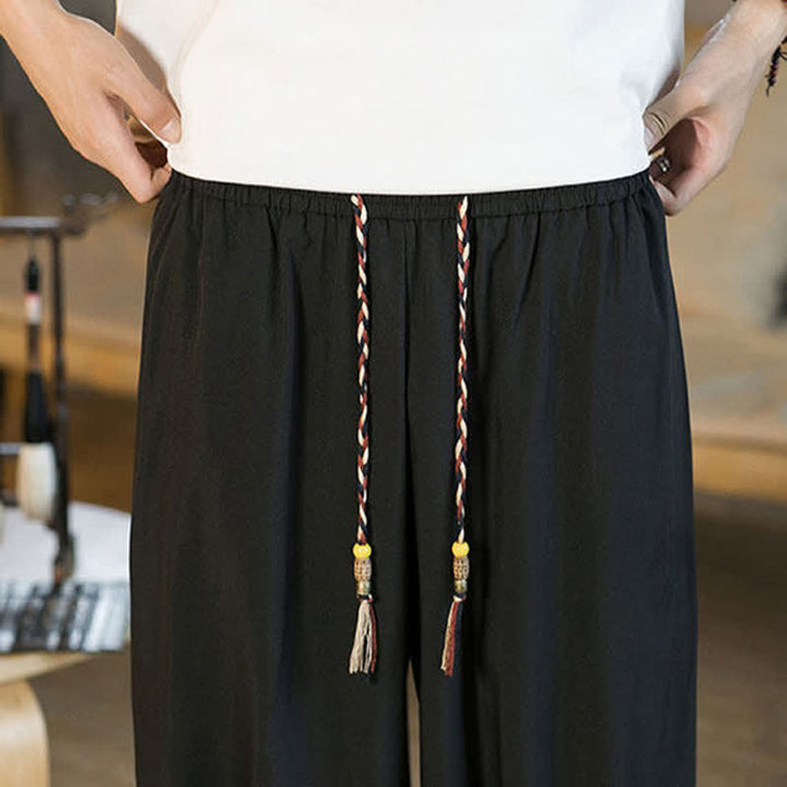 Buddha Stones Pantalones harem de verano informales para hombre con cordón ajustable, bajo elástico y bolsillos. - image 12