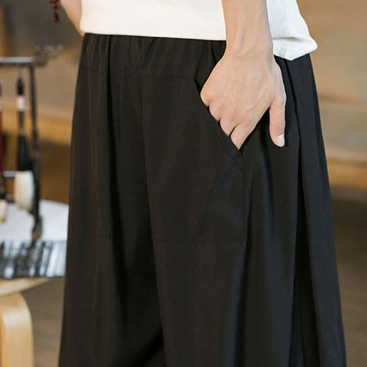 Buddha Stones Pantalones harem de verano informales para hombre con cordón ajustable, bajo elástico y bolsillos. - image 13