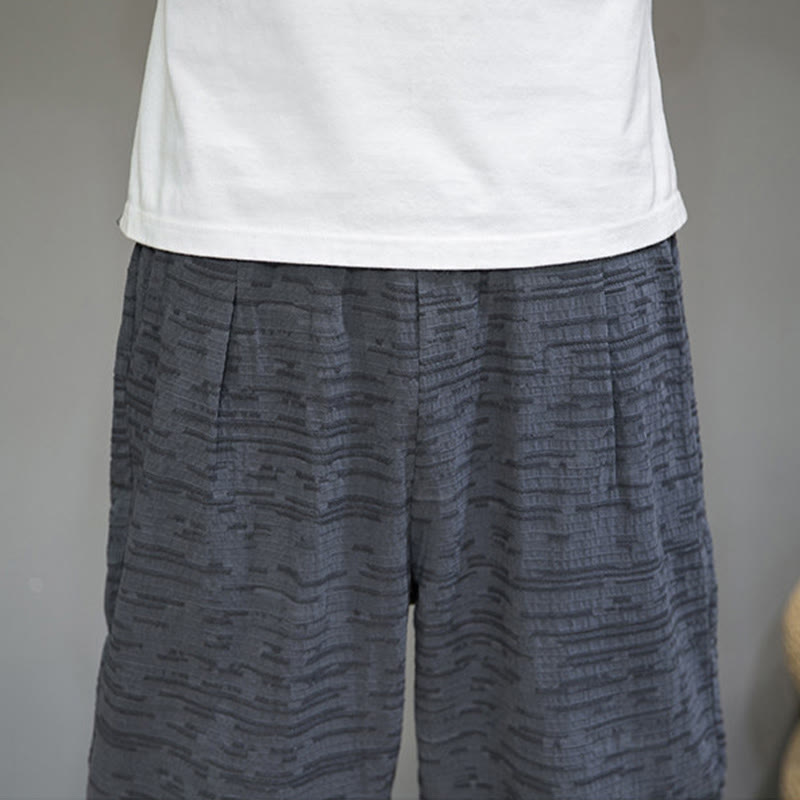 Buddha Stones Pantalones harem de tres cuartos para hombre, estilo minimalista, con aberturas laterales y bolsillos, ideales para el verano. - image 11