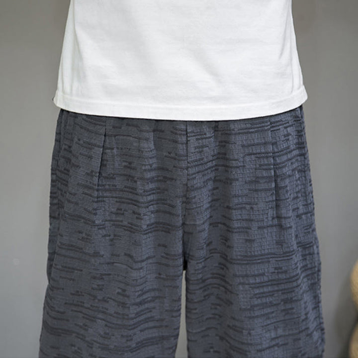 Buddha Stones Pantalones harem de tres cuartos para hombre, estilo minimalista, con aberturas laterales y bolsillos, ideales para el verano. - image 11