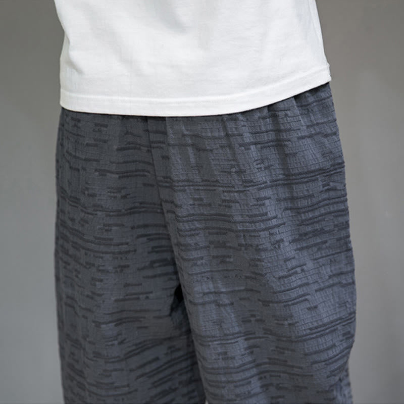 Buddha Stones Pantalones harem de tres cuartos para hombre, estilo minimalista, con aberturas laterales y bolsillos, ideales para el verano. - image 10