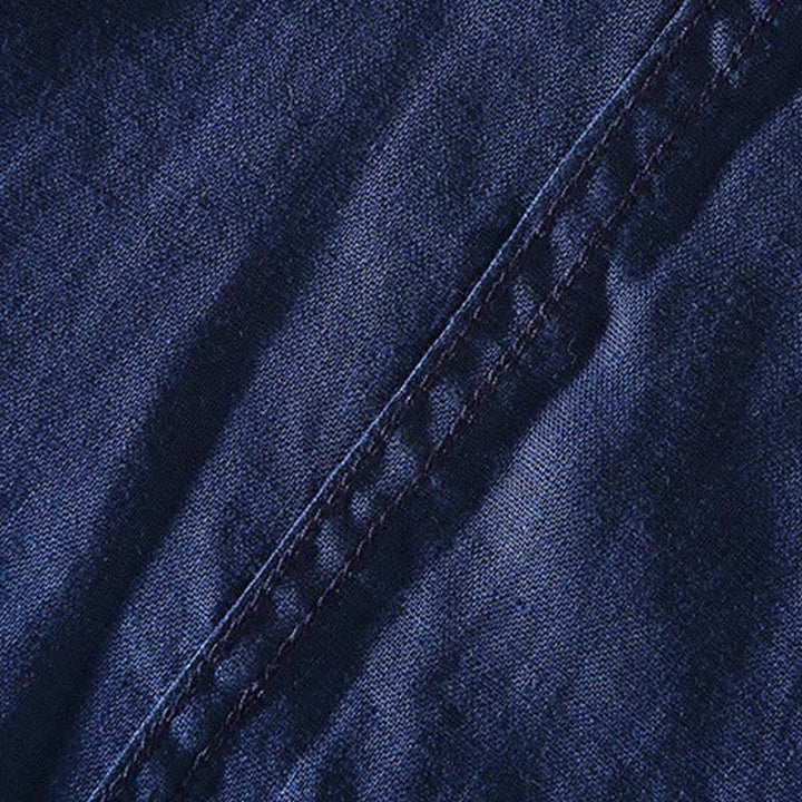Buddha Stones Camisa de manga corta para hombre, color lino liso, estilo casual de verano, con cuello mandarín y botones de rana. - image 6