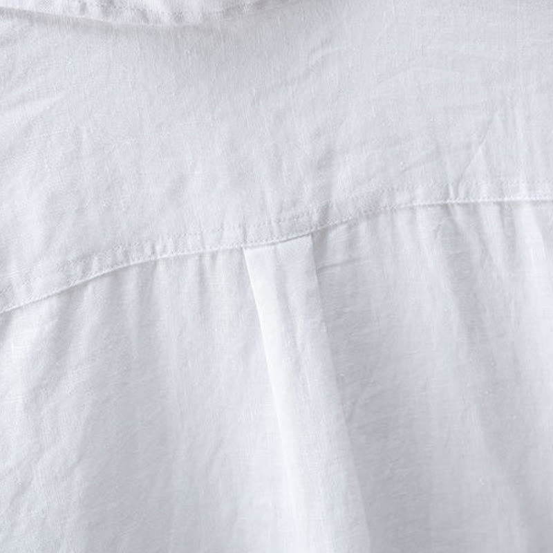 Buddha Stones Camisa minimalista de lino liso de manga tres cuartos para hombre, con botones, ideal para primavera. - image 6