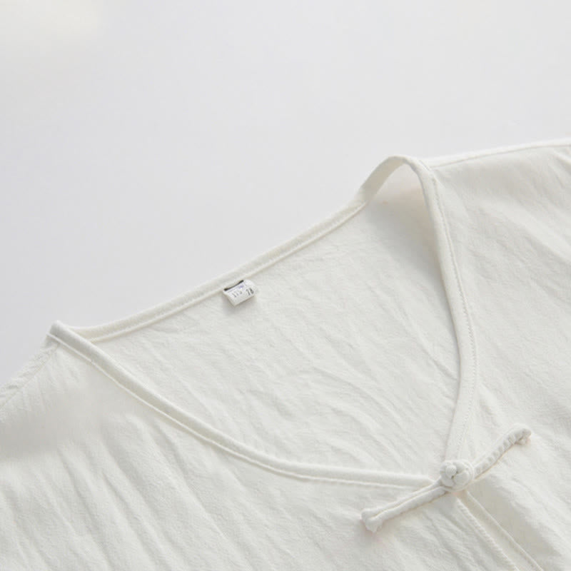 Buddha Stones Camiseta sin mangas para hombre estilo Tang de verano con botones de rana, abertura lateral y diseño calado, con bolsillos. - image 9
