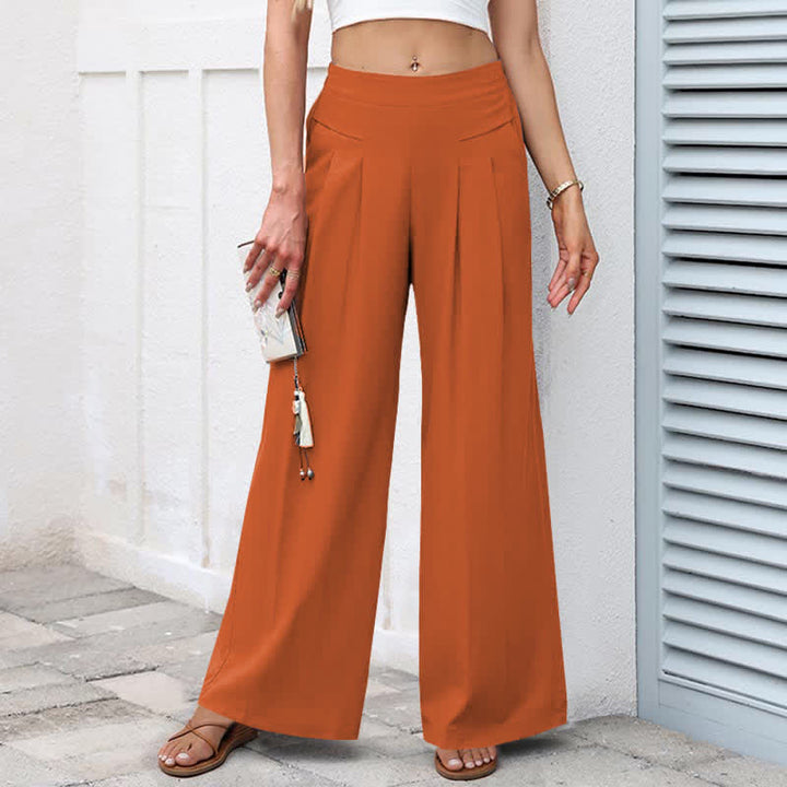 Buddha Stones Pantalones de mujer de lino y algodón de color liso, de talle alto y pernera ancha con bolsillos. - Naranja - US16，UK/AU20，EU48 (3XL) - image 17