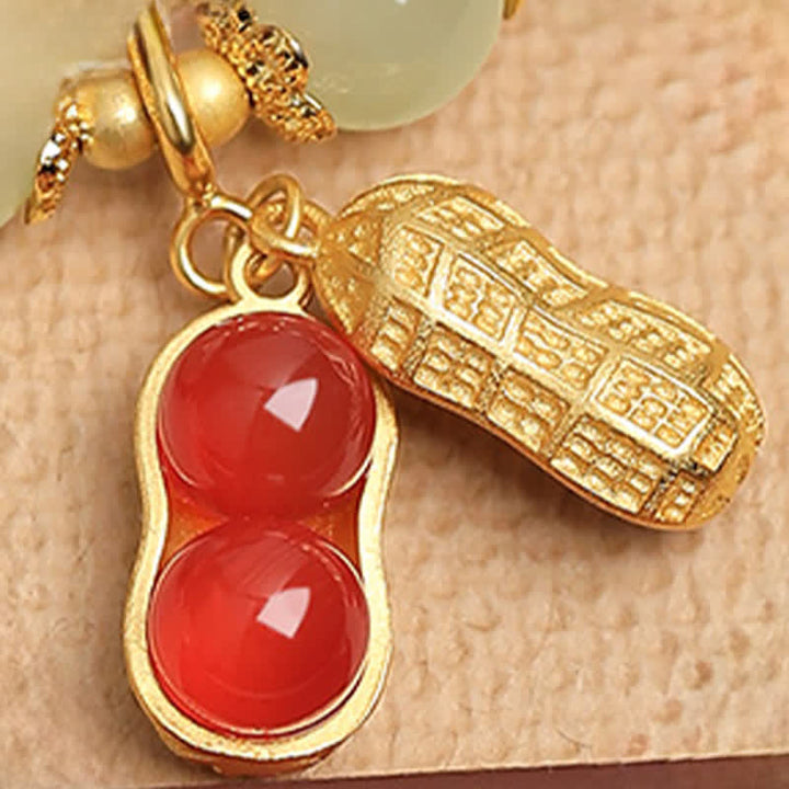 Buddha Stones Pulsera de la bendición del personaje Fu de cinabrio natural con cacahuete y la frase "Las cosas buenas suceden". - image 9