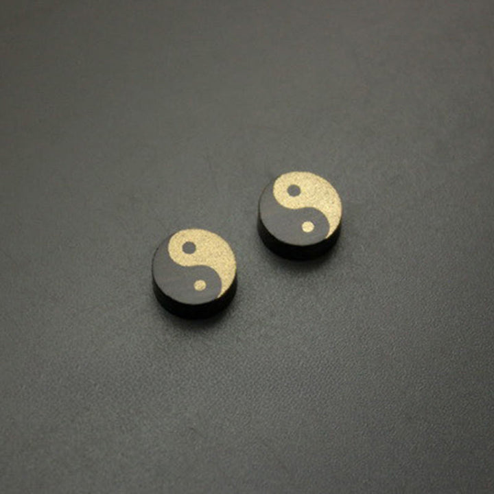 Buddha Stones Pendientes de botón de madera de ébano con equilibrio Yin Yang - image 2