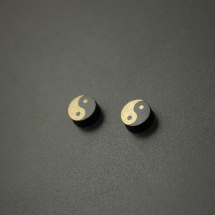 Buddha Stones Pendientes de botón de madera de ébano con equilibrio Yin Yang - image 9