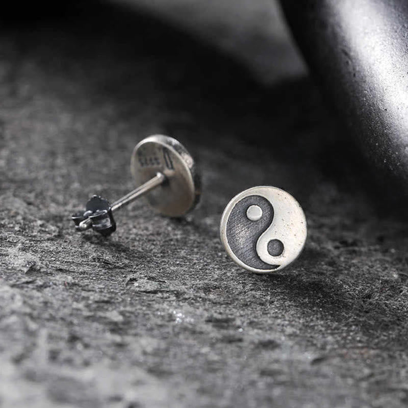 Buddha Stones Pendiente de plata de ley 925 con símbolo del equilibrio Yin Yang. - image 1