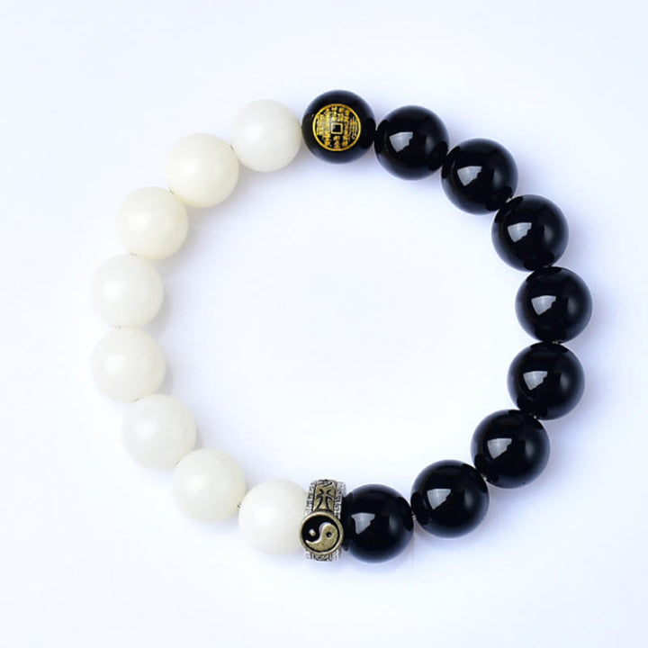 Buddha Stones Obsidiana negra Semilla Bodhi Yin Yang Mantra de nueve caracteres Fantasmas de montaña Gasta dinero Pulsera de fuerza - image 5