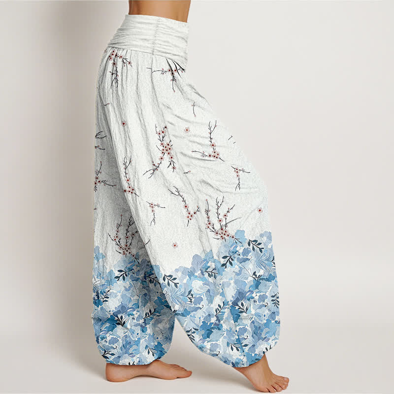 Buddha Stones Pantalones harem de algodón estilo boho con estampado floral de ramas y cintura elástica para mujer. - image 7