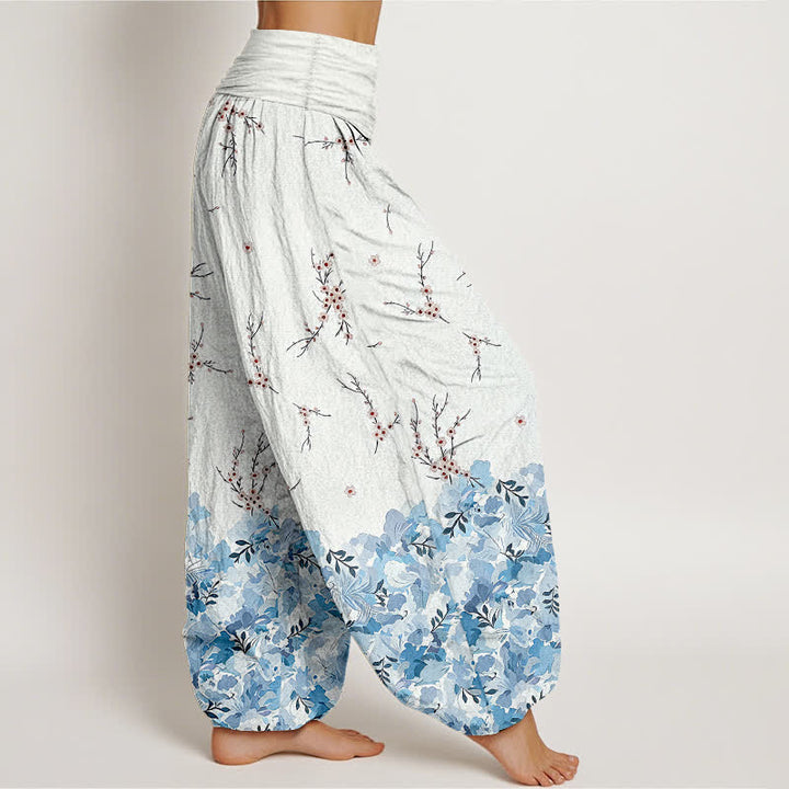 Buddha Stones Pantalones harem de algodón estilo boho con estampado floral de ramas y cintura elástica para mujer. - image 7