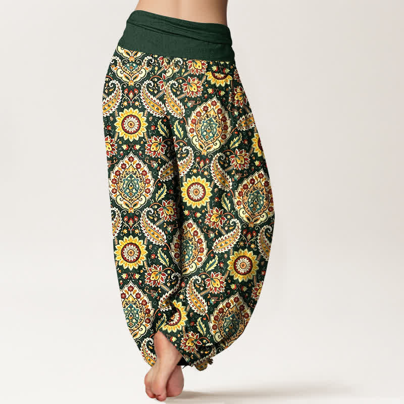 Buddha Stones Pantalones harem de algodón con estampado bohemio de mandala y cachemir para mujer, con cintura elástica. - image 5