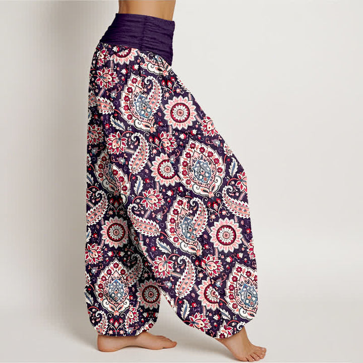 Buddha Stones Pantalones harem de algodón con estampado bohemio de mandala y cachemir para mujer, con cintura elástica. - image 7