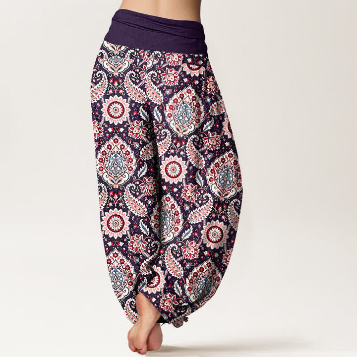 Buddha Stones Pantalones harem de algodón con estampado bohemio de mandala y cachemir para mujer, con cintura elástica. - image 8