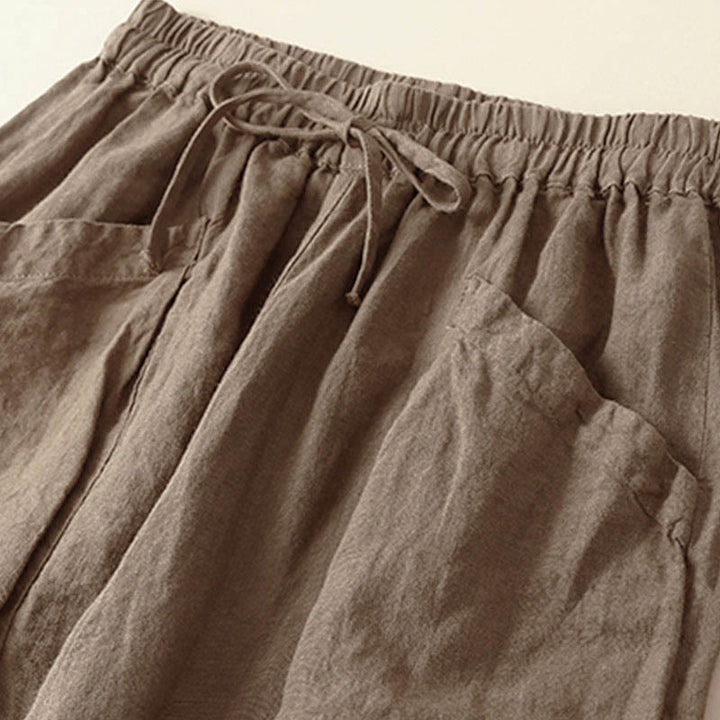 Pantalones capri de algodón estilo harén con bolsillos para mujer Buddha Stones Commute - image 1