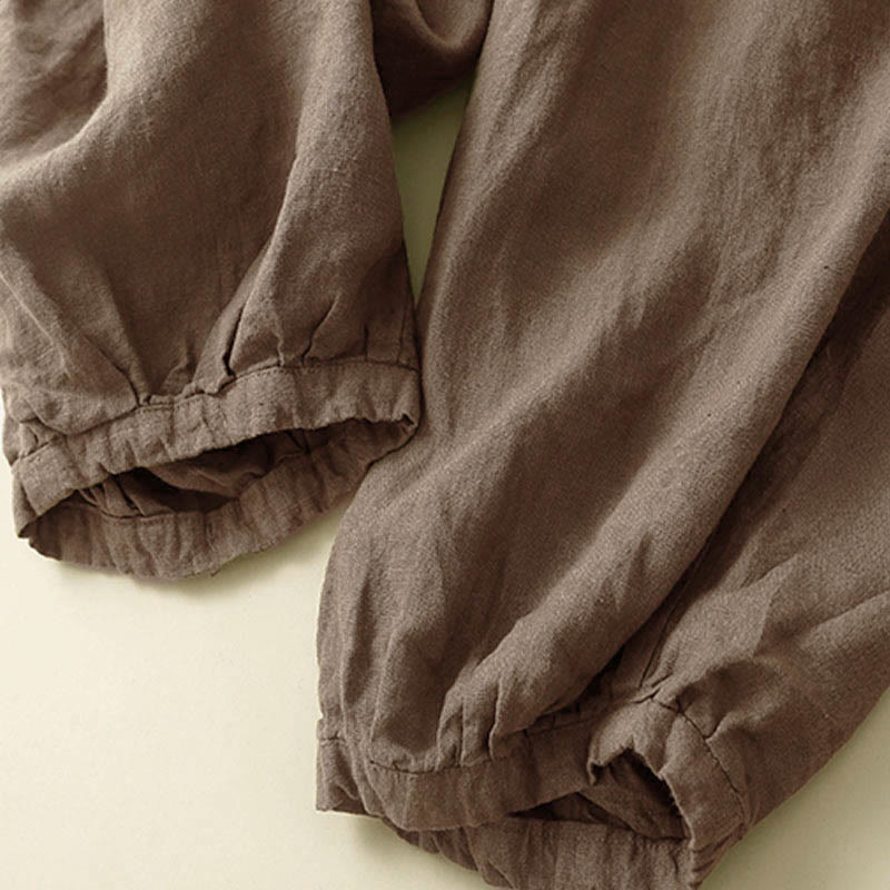Pantalones capri tipo harem lisos con bolsillos para mujer de Buddha Stones Commute - image 2