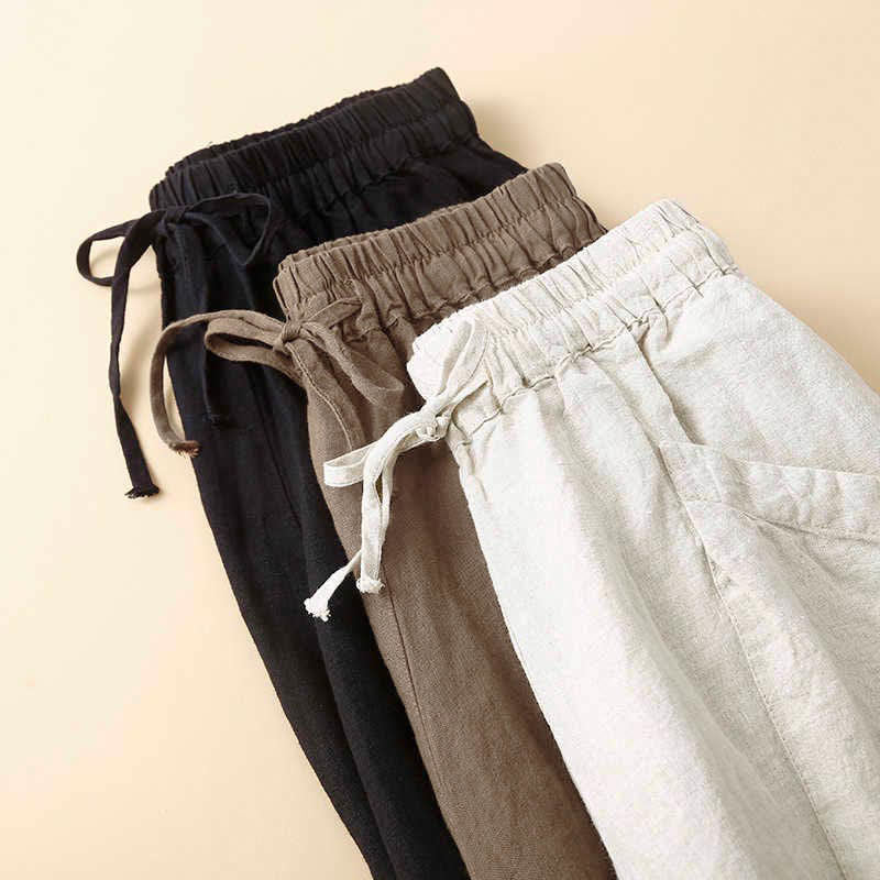 Pantalones capri tipo harem lisos con bolsillos para mujer de Buddha Stones Commute - image 17
