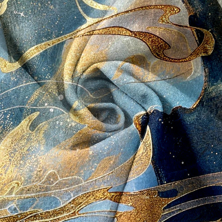 Buddha Stones Pantalones de mujer de algodón puro con estampado de luna dorada, nubes y cintura elástica, con bolsillos. - image 2