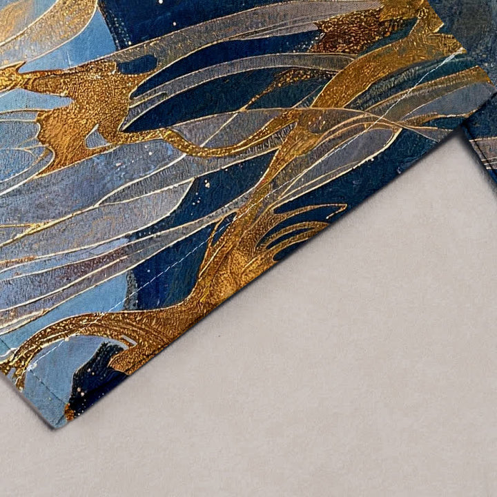 Buddha Stones Pantalones de mujer de algodón puro con estampado de luna dorada, nubes y cintura elástica, con bolsillos. - image 1