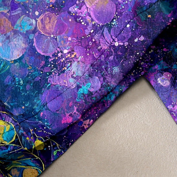 Buddha Stones Pantalones de mujer de algodón puro con estampado de plumas de pavo real, cintura elástica y bolsillos. - image 1