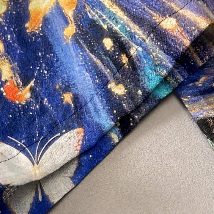 Buddha Stones Pantalones de mujer de algodón con estampado de mariposas estrelladas y cintura elástica con bolsillos. - image 3