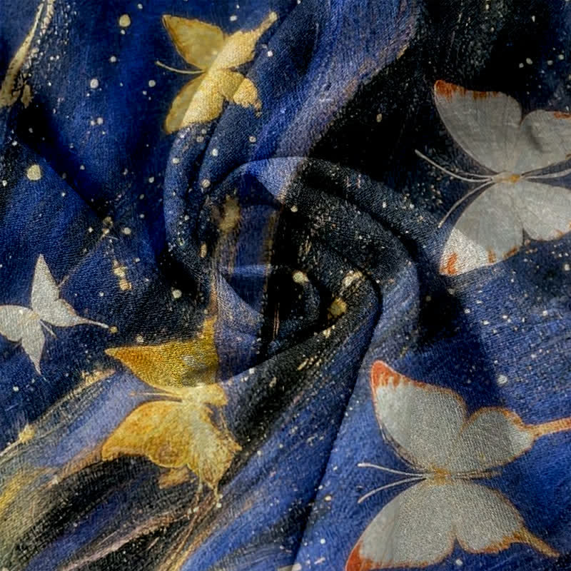 Buddha Stones Pantalones de mujer de algodón con estampado de mariposas estrelladas y cintura elástica con bolsillos. - image 2