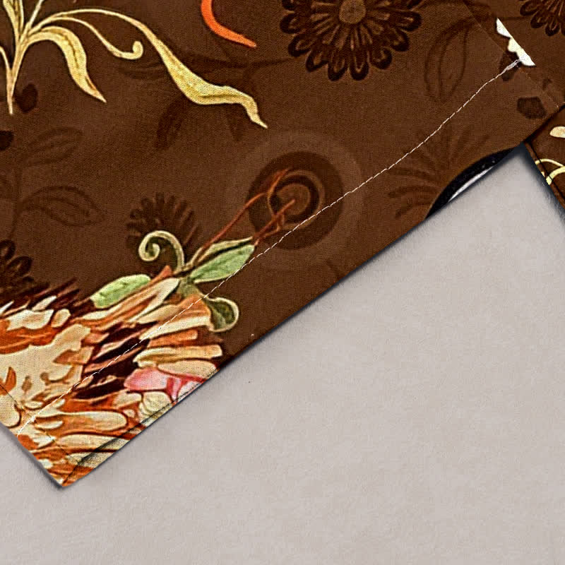 Buddha Stones Pantalones de mujer de algodón puro blanco con estampado floral de grullas y cintura elástica con bolsillos. - image 1