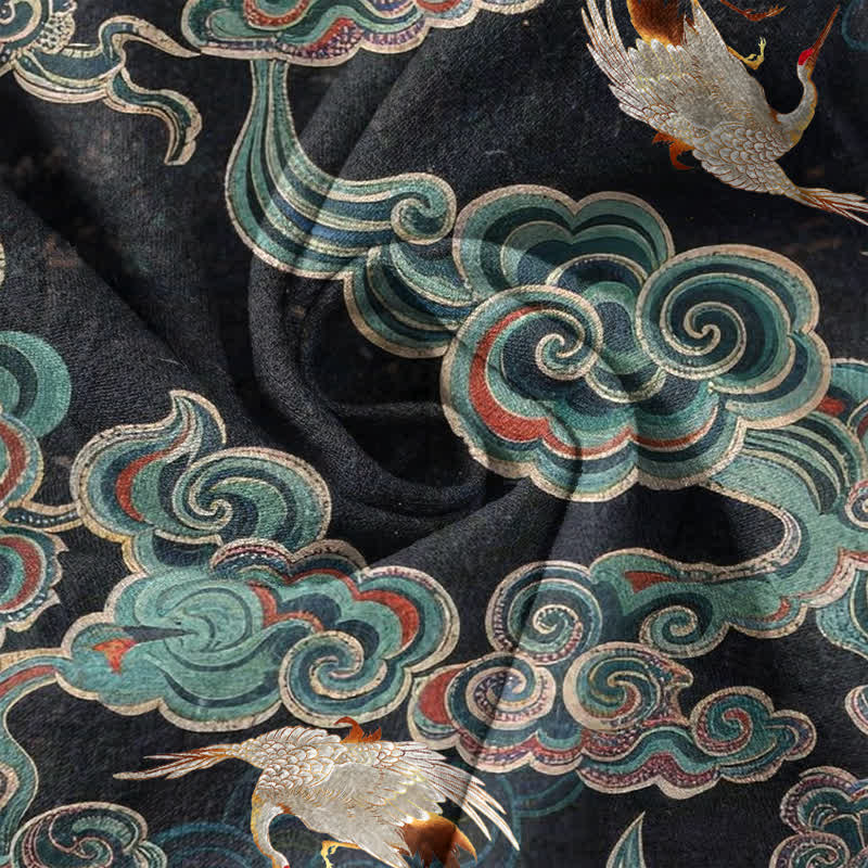 Buddha Stones Camisa de manga corta con medio botón para hombre, de algodón, con estampado de peces koi y loto. - image 4