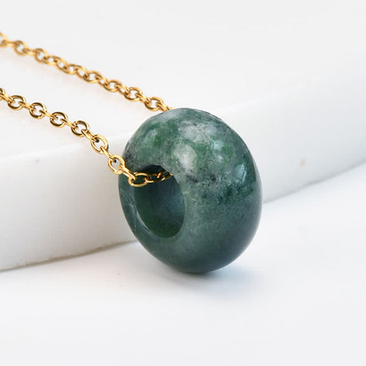 Buddha Stones Collar de cristal redondo de cuarzo rosa natural y aventurina verde para sanación. - Ágata musgosa natural (el color puede variar) - image 18
