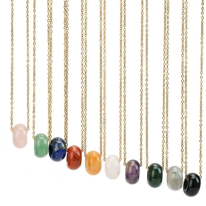 Buddha Stones Collar de cristal redondo de cuarzo rosa natural y aventurina verde para sanación. - image 24