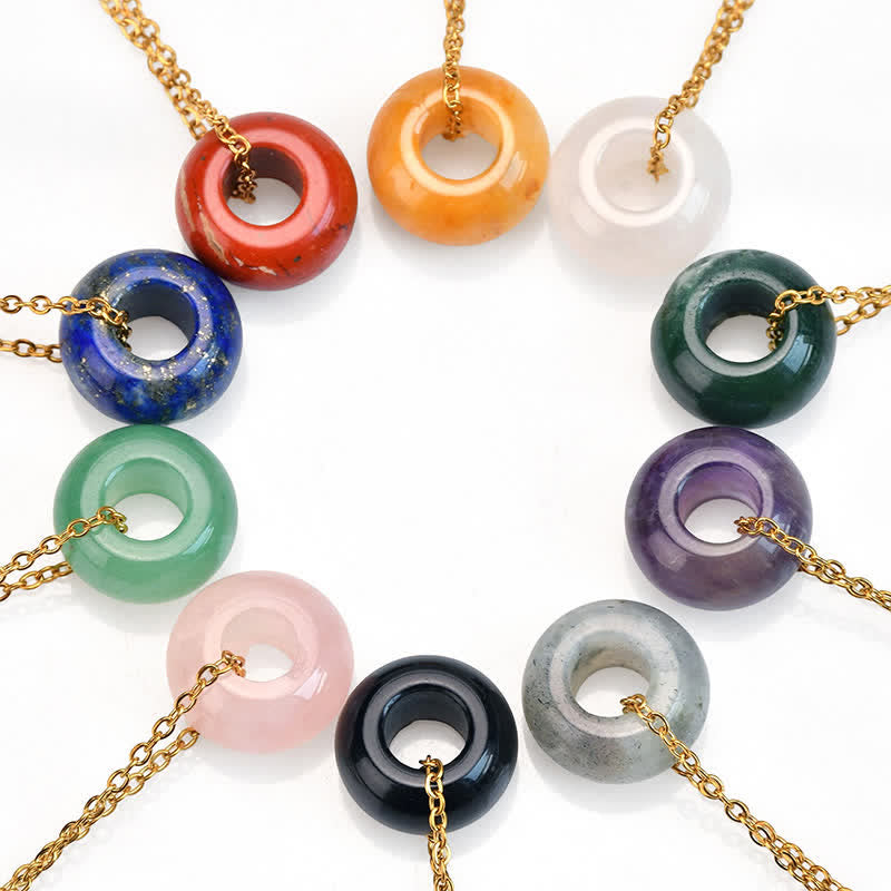Buddha Stones Collar de cristal redondo de cuarzo rosa natural y aventurina verde para sanación. - image 0