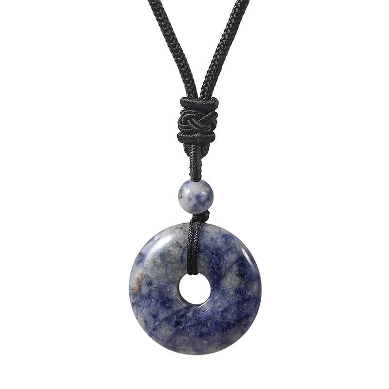 Buddha Stones Collar con hebilla de la paz y ágata gris rodonita natural - Jaspe azul natural con manchas (el color puede variar) - image 9
