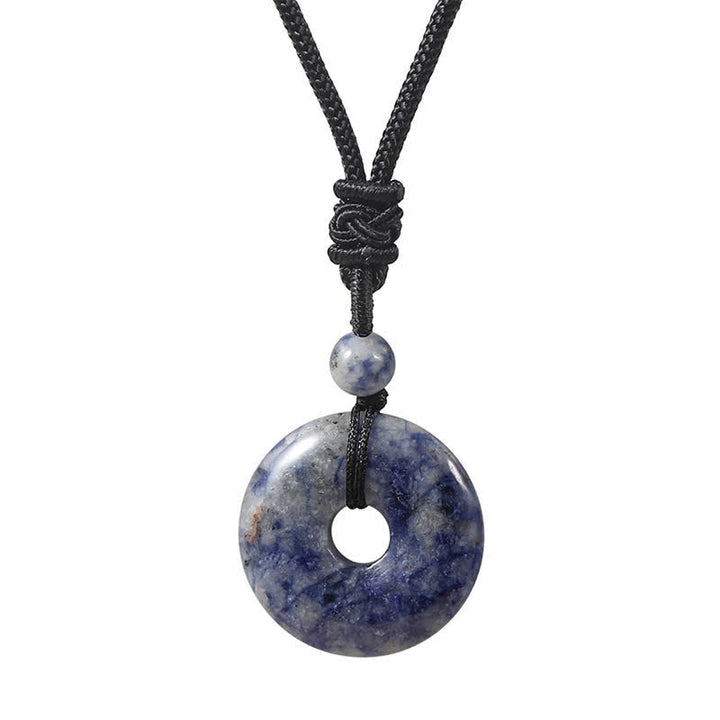 Buddha Stones Collar con hebilla de la paz y ágata gris rodonita natural - Jaspe azul natural con manchas (el color puede variar) - image 9