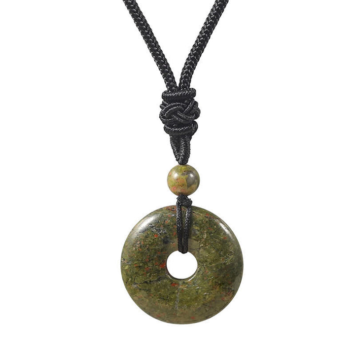 Buddha Stones Collar con hebilla de la paz y ágata gris rodonita natural - Unakita natural (el color puede variar) - image 7