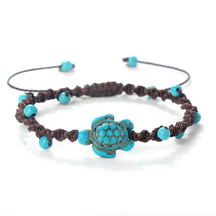 Buddha Stones Pulsera protectora de cuerda trenzada con diseño de tortuga turquesa - Cuerda marrón oscuro - image 18