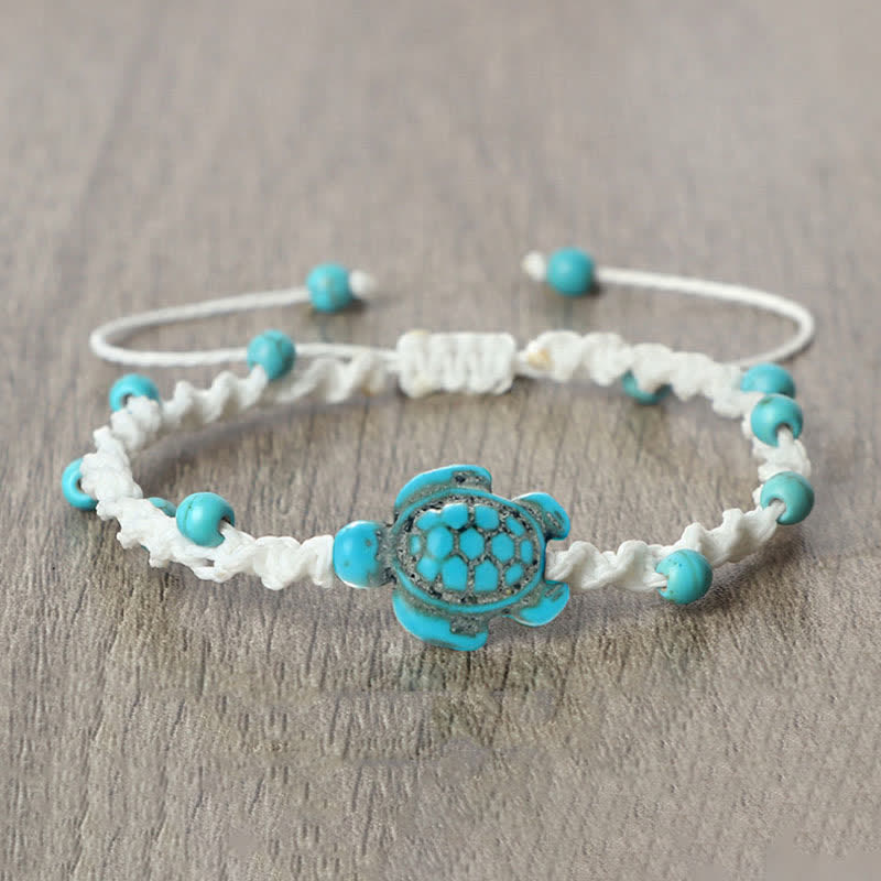 Buddha Stones Pulsera protectora de cuerda trenzada con diseño de tortuga turquesa - image 15